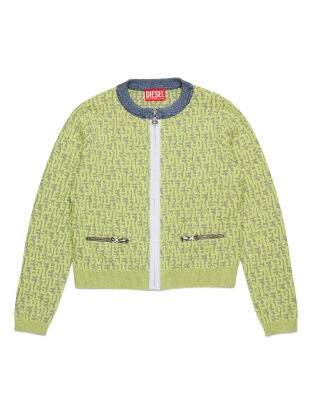 Diesel Kids кардиган Kallorca с логотипом и интарсией, серый