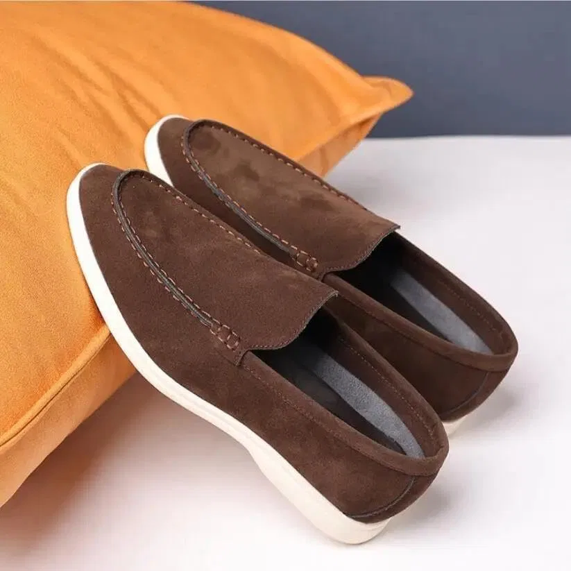 Мокасины мужские повседневные замшевые Adhdyuud Loafers, коричневый — фото 4