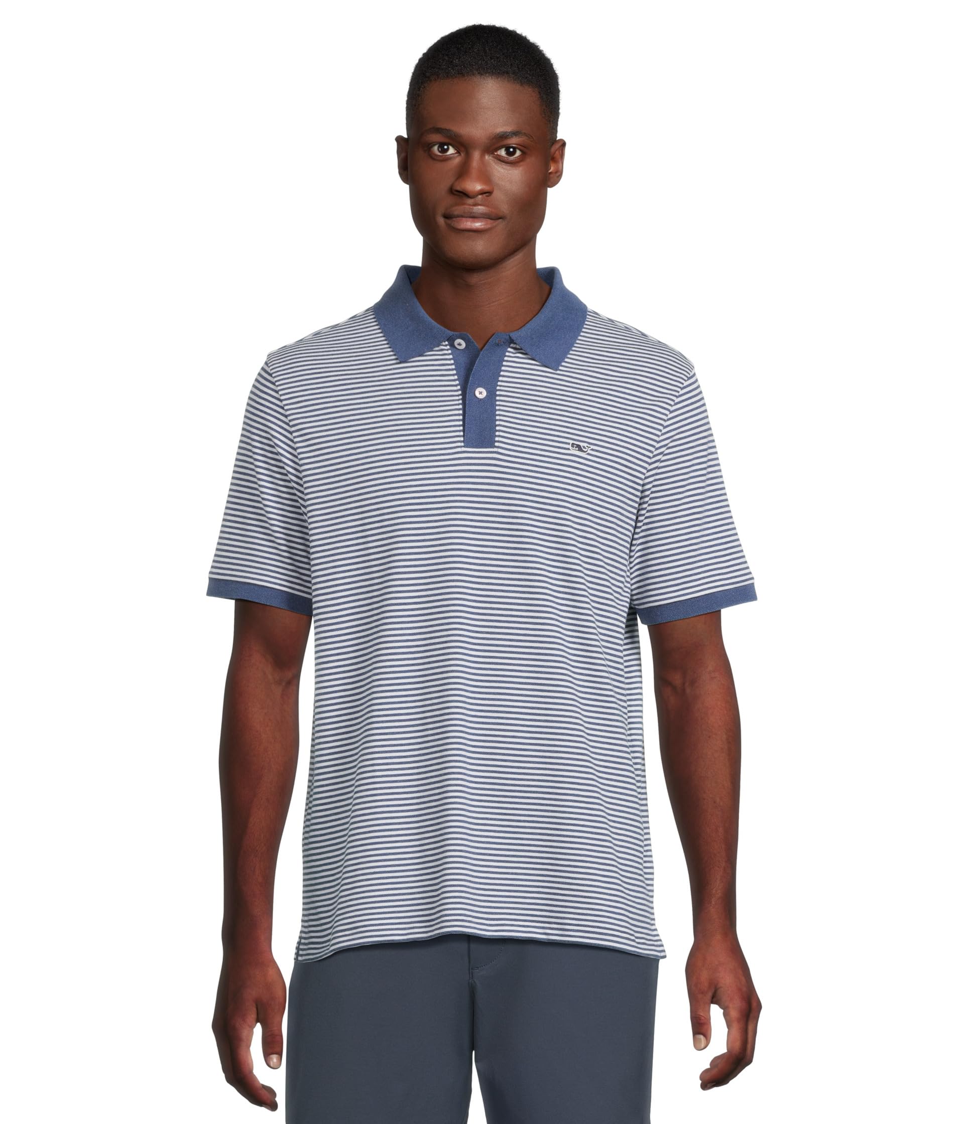 

Поло Vineyard Vines Stripe Edgartown Pique Polo, цвет Deep Bay