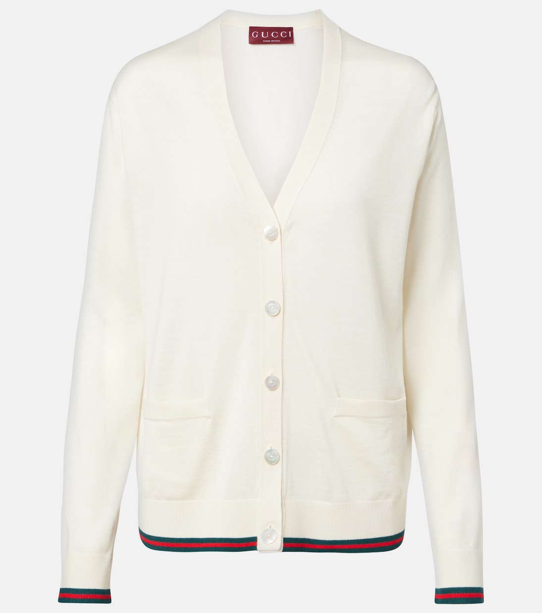 Кардиган из кашемира и шелка Gucci, White/Mc