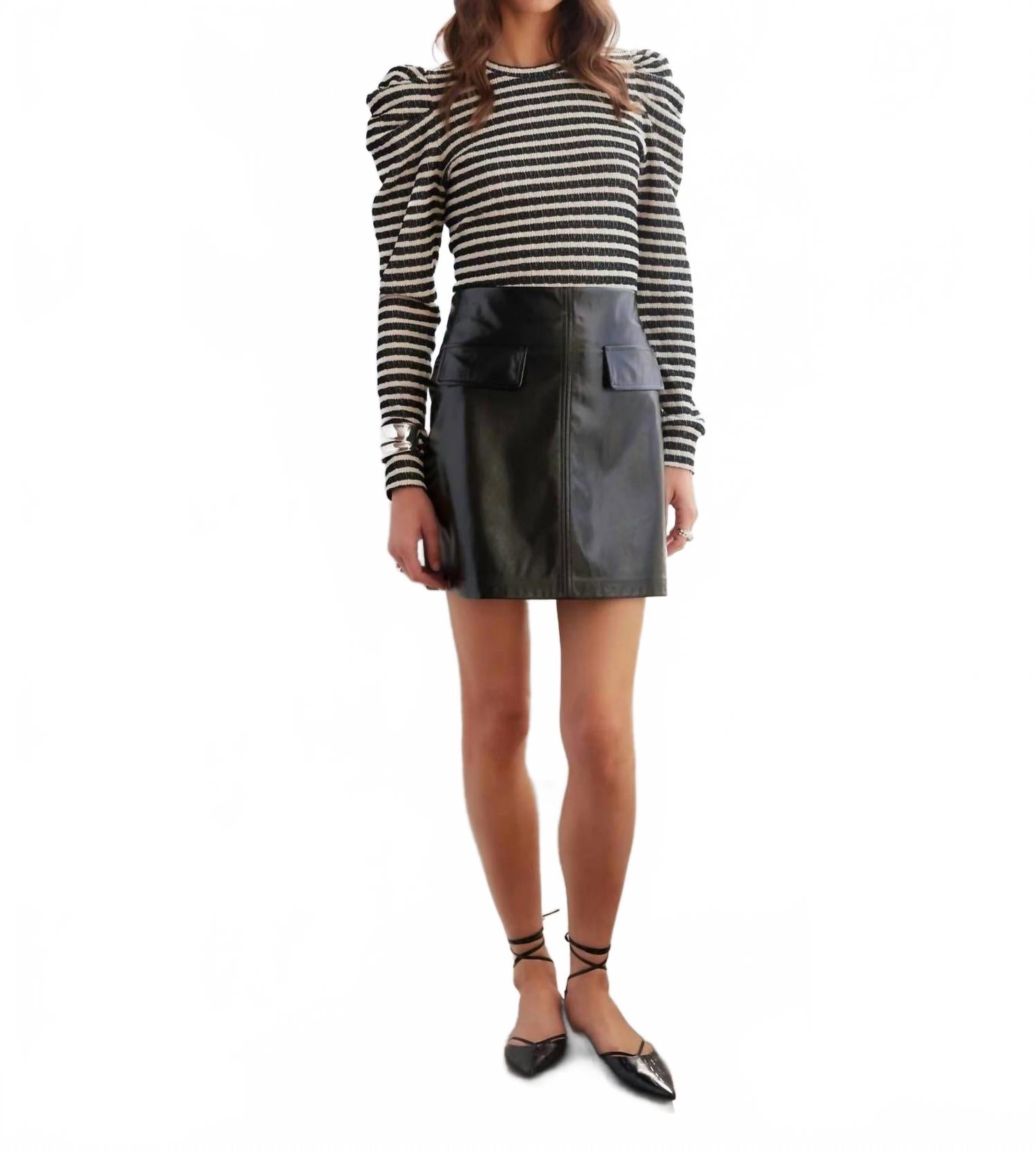 

Черная лакированная кожаная юбка Бритни Fifteen Twenty, черный