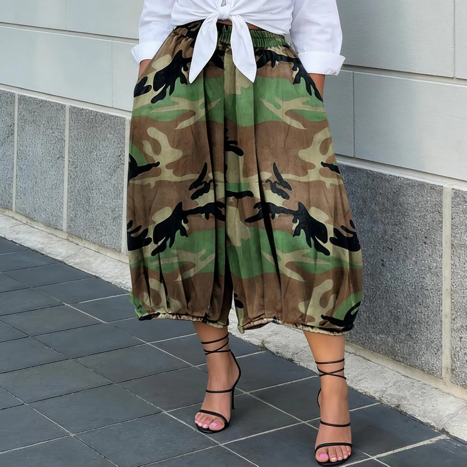 Джинсы карго свободные, Camo Army Fatigue, Green-03 — фото 2