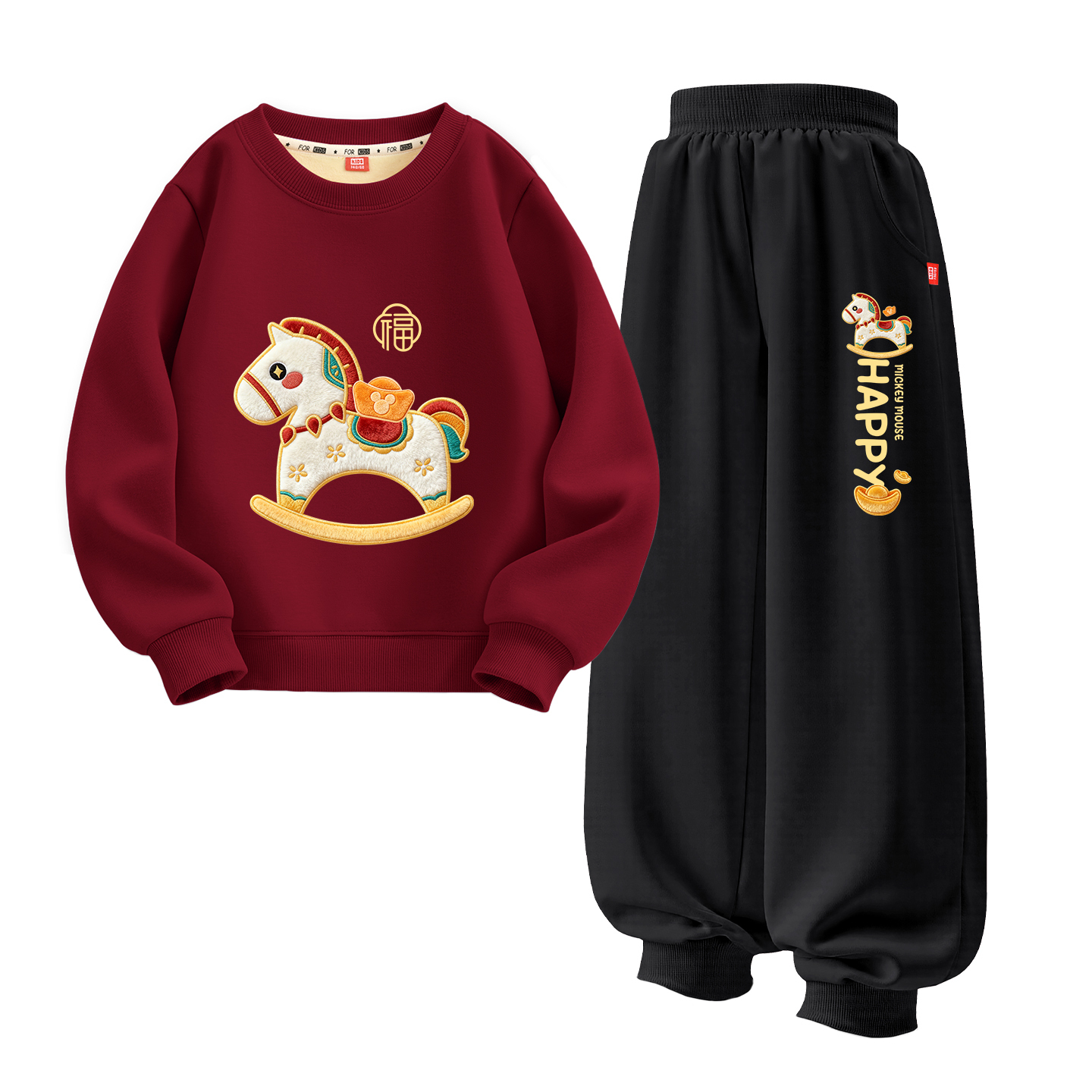 Детский спортивный комплект Casual Sportswear 2 Piece Set Disney, [thickened and fleece-lined]di preppy wine красный+di xile joy k серый — фото 3
