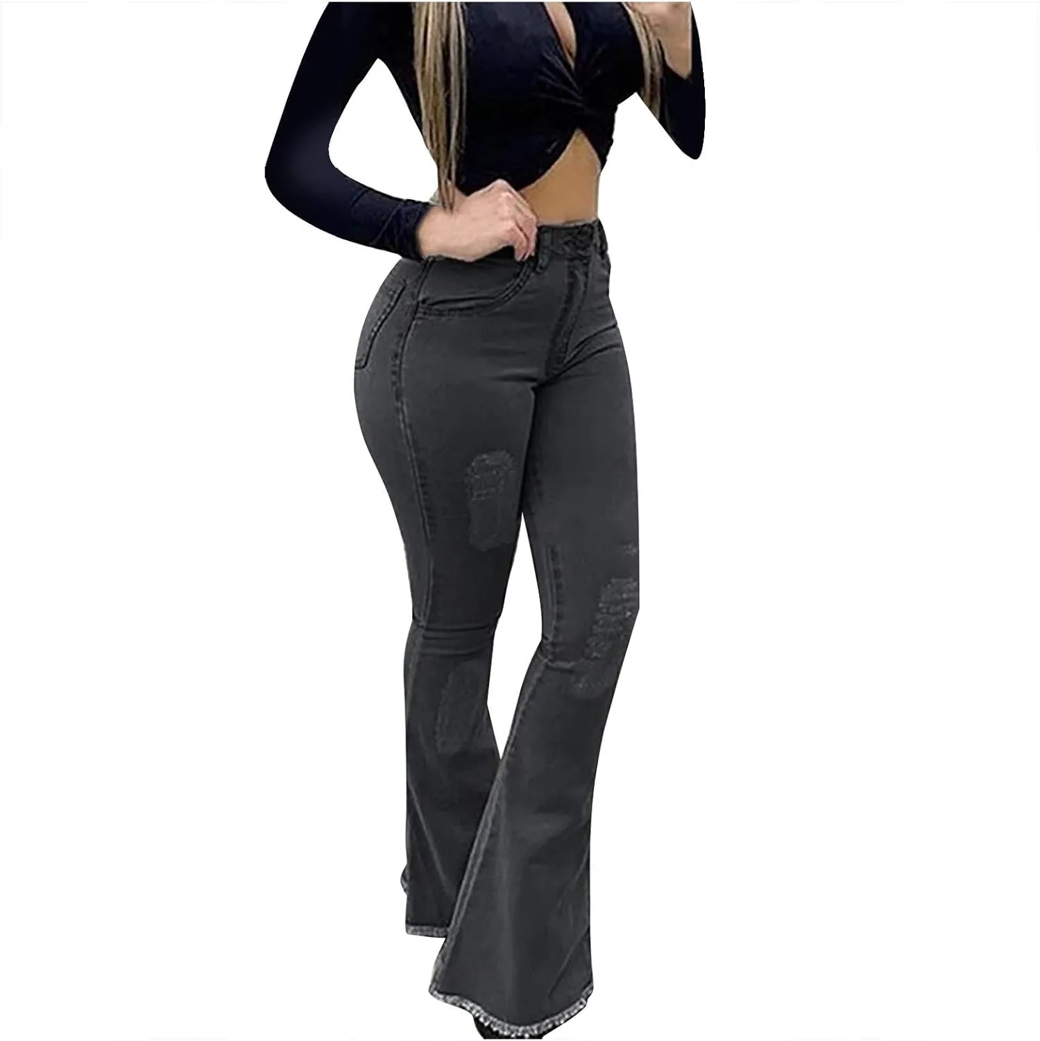 

FRMUIC женские повседневные рваные джинсы свободного кроя