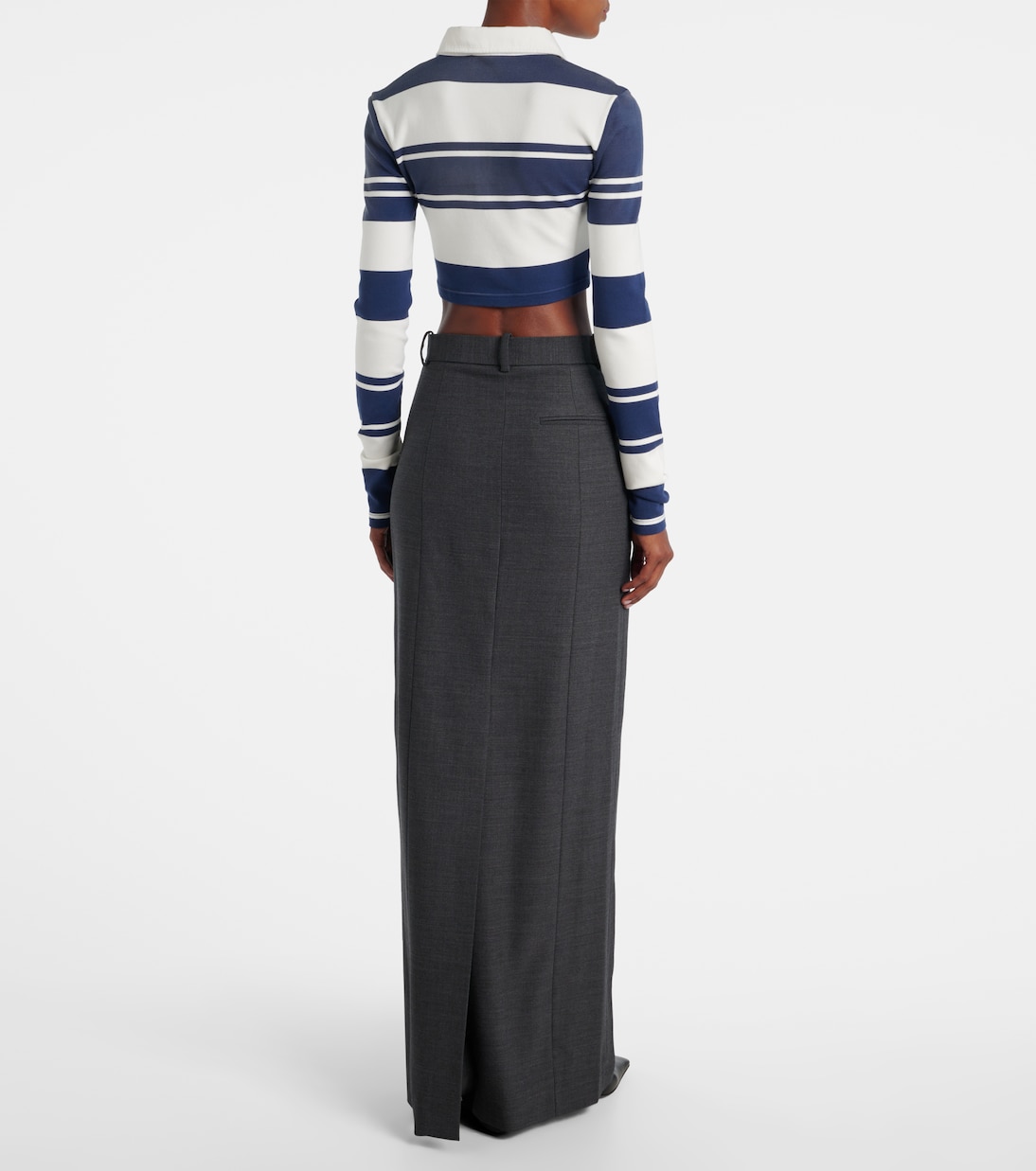 Юбка макси из смесовой шерсти с высокой талией Acne Studios, Dark Grey Melange — фото 3