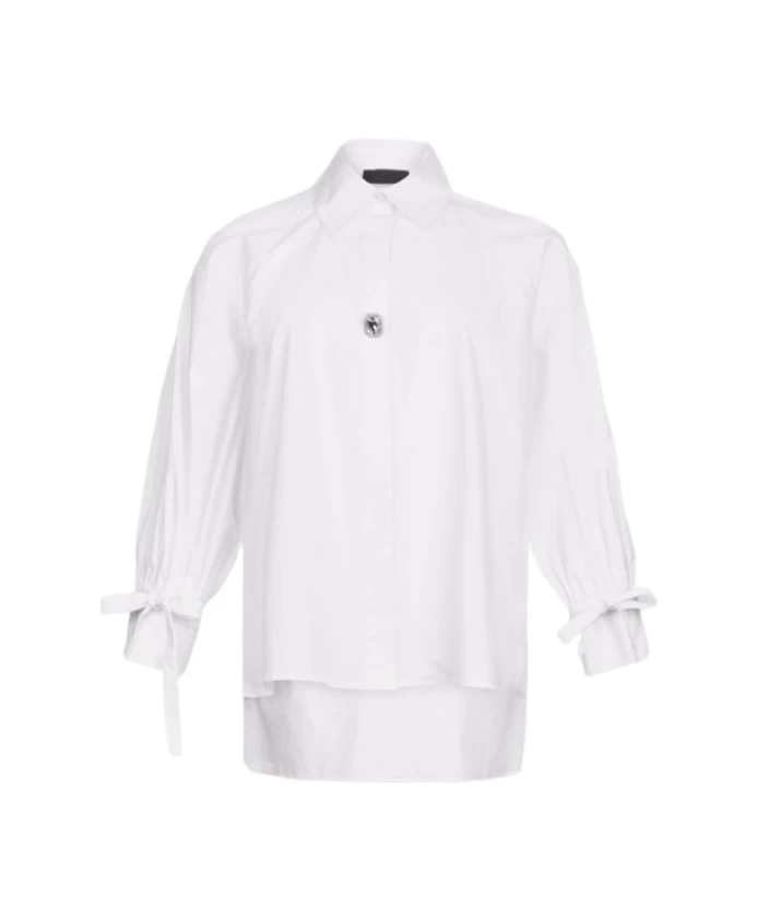 

Белая поплиновая блузка с украшениями Liu Jo, белый