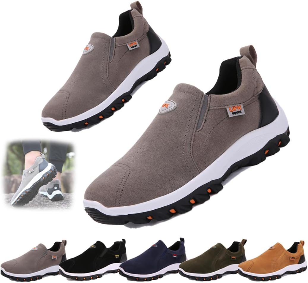 

Мужские водонепроницаемые ортопедические прогулочные кроссовки, походные кеды без шнурков, с поддержкой свода стопы, комфорт на весь день для активного отдыха на природе Generic, Gray-a 12.5