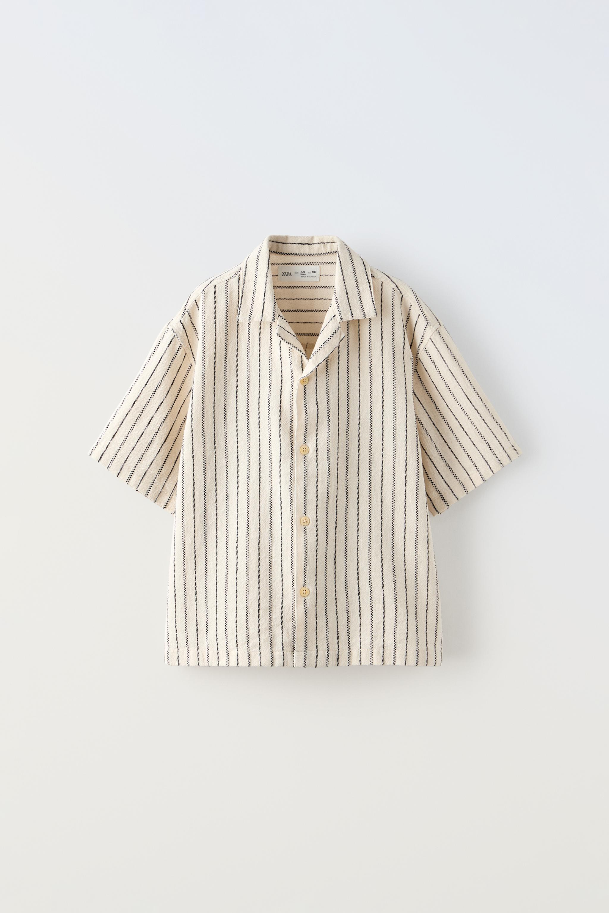 

Рубашка из полосатой ткани ZARA, экрю