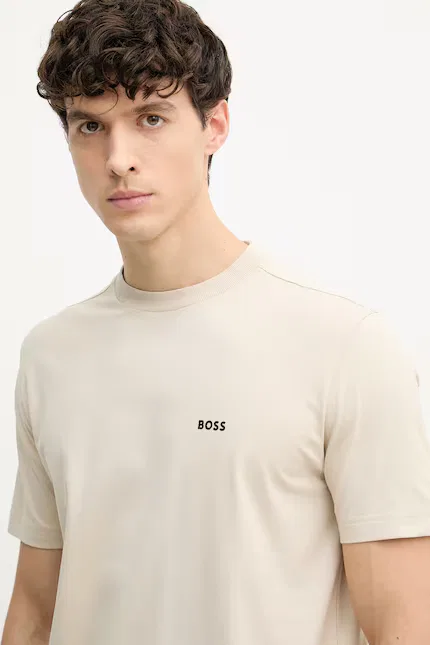Футболка хлопковая Tee BOSS Green, бежевый — фото 4