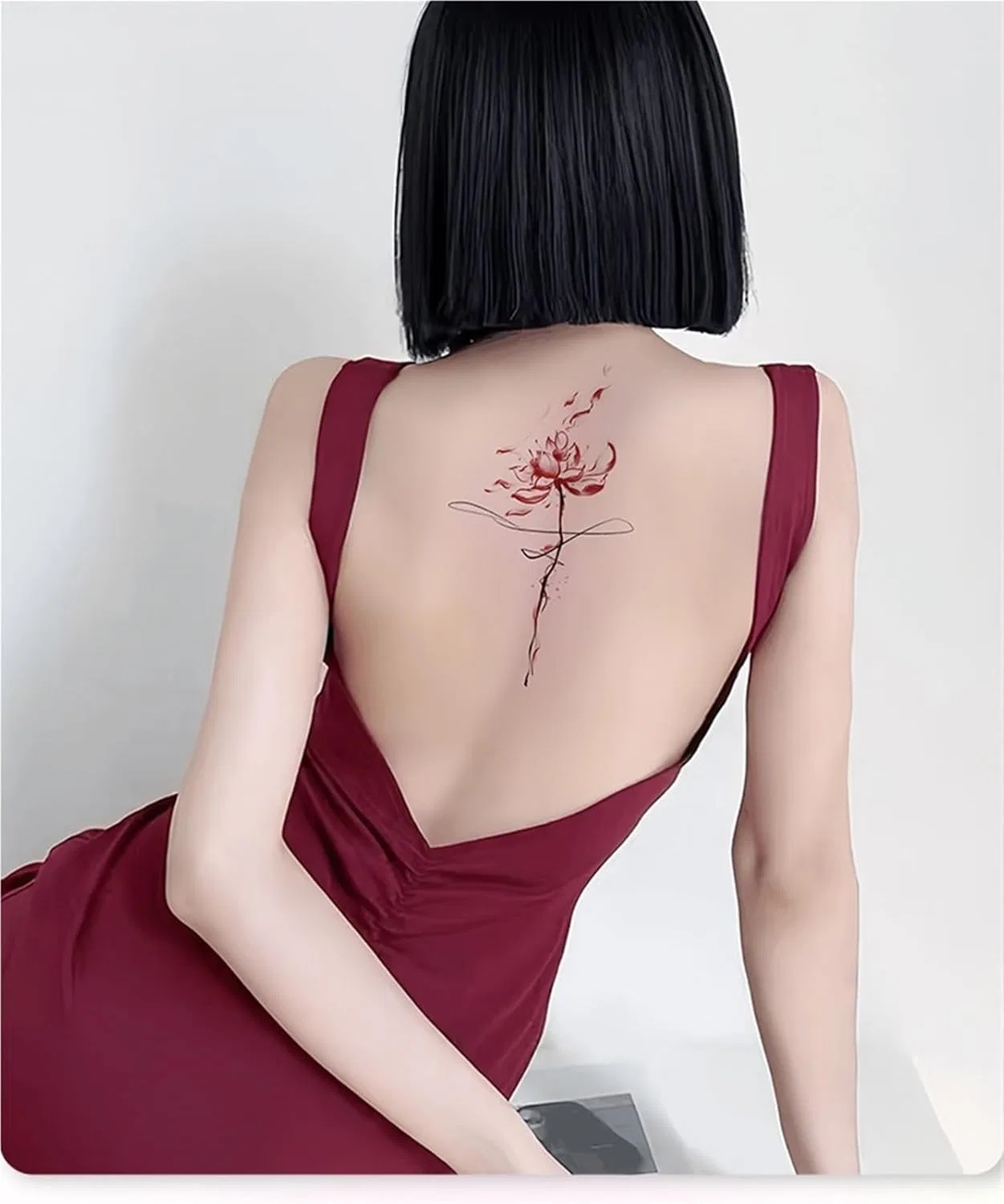 Временная татуировка лотос, National Ink, 1 шт., красный — фото 2