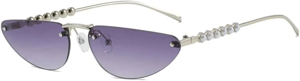 

Женские солнцезащитные очки «кошачий глаз»: роскошные, с блестками, элегантные, градиентные, защита от УФ-излучения UV400, без оправы TKKTLLT, Silver-gray