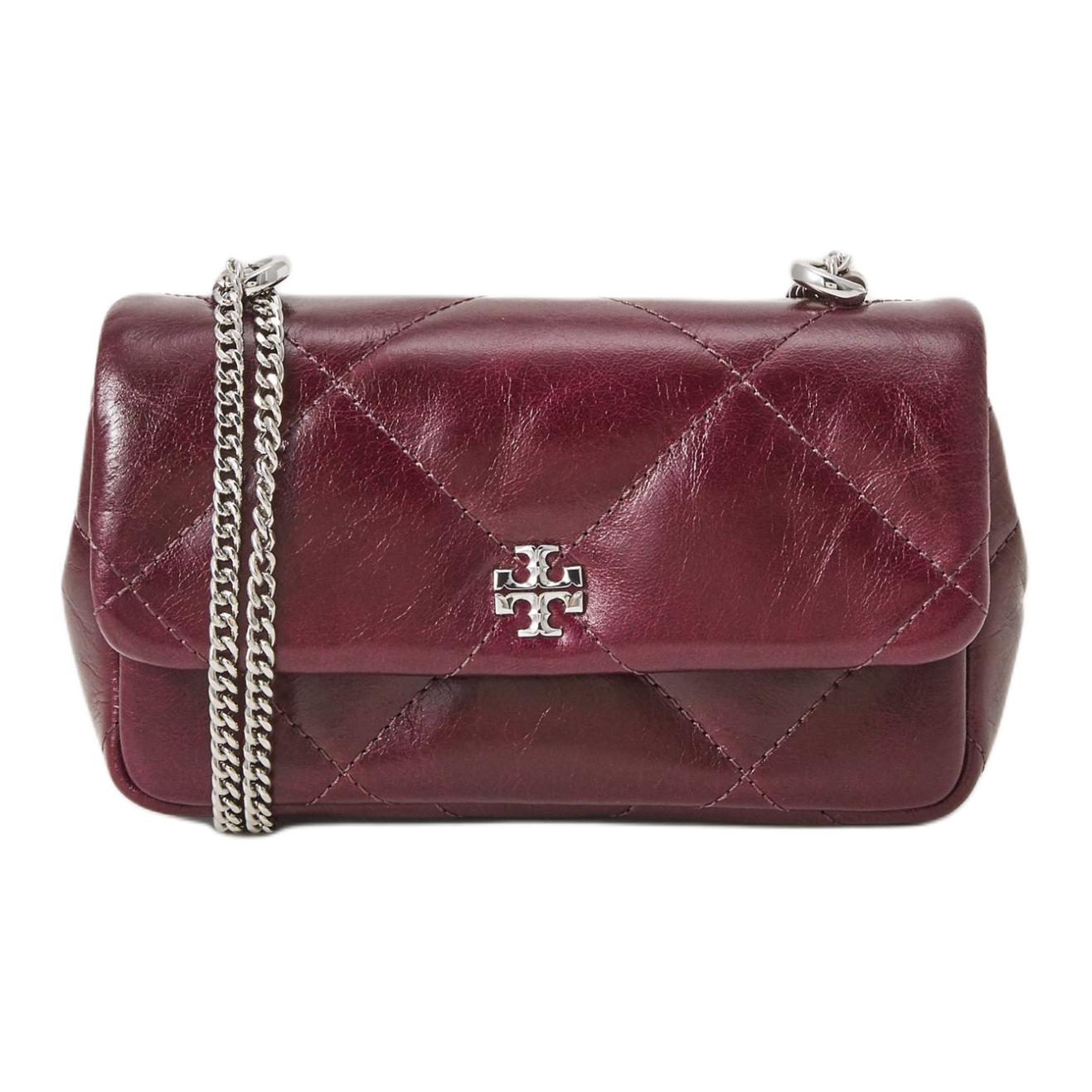 

TORY BURCH Кожаная сумка Kira через плечо, мини кроссбоди для женщин Dark Crimson