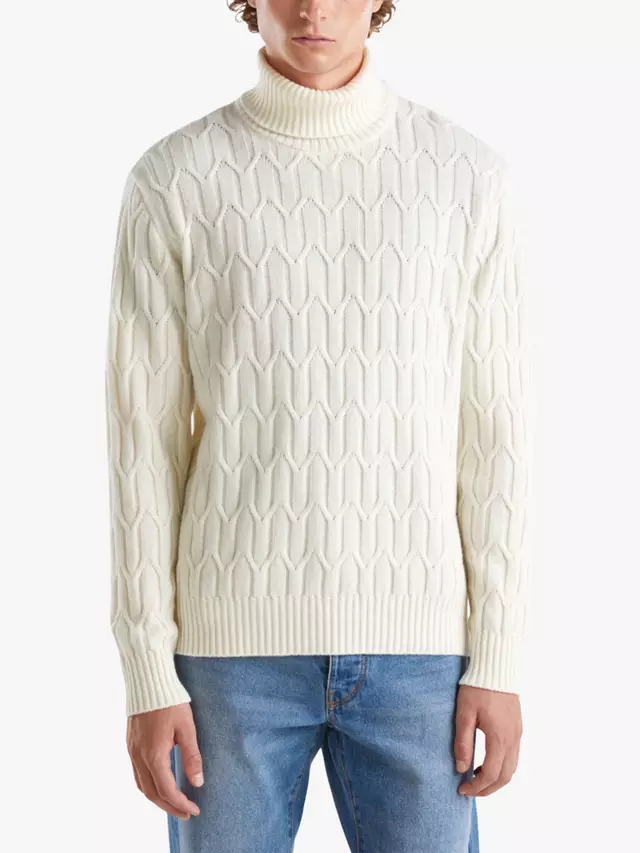 

Джемпер Benetton Knitted Wool Blend Turtleneck, кремовый