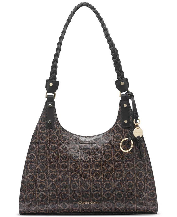 

Сумка через плечо Shelly Signature Satchel Calvin Klein, коричневый