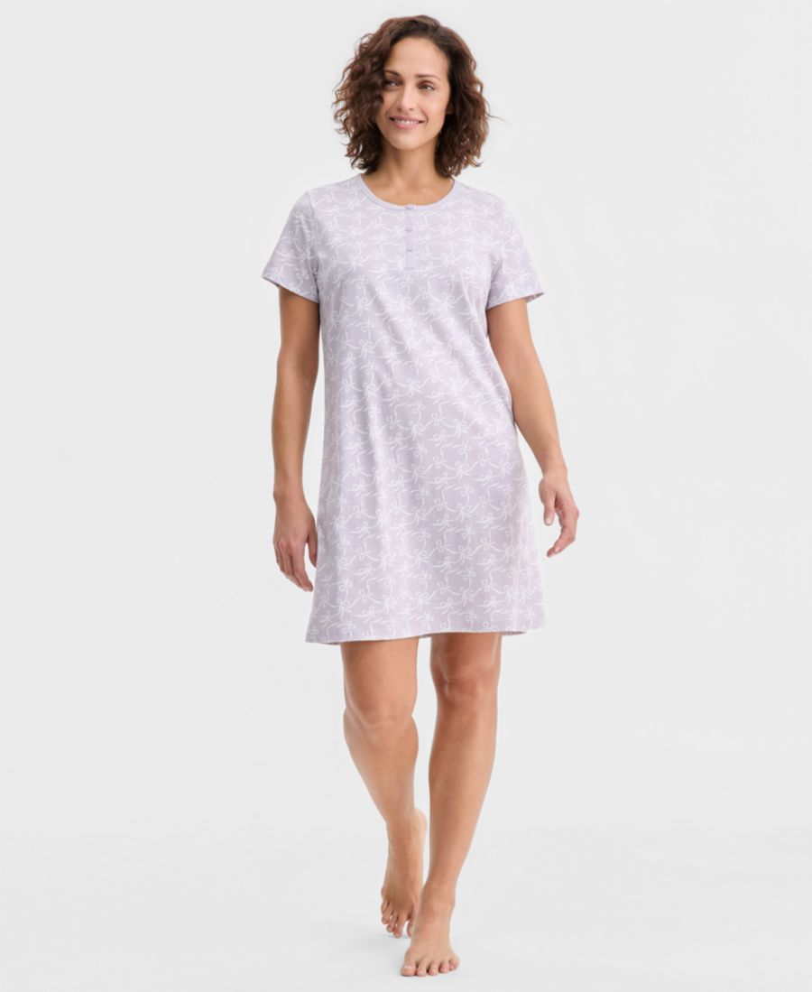 

Женская хлопковая ночная рубашка-поло с принтом, размеры XS-3X Charter Club, Bows And Ribbon