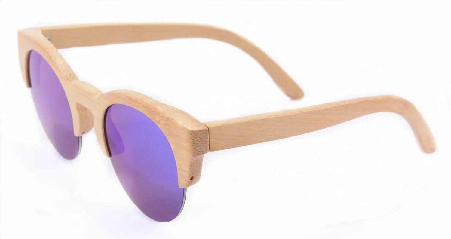 

Солнцезащитные очки в стиле ретро из дерева, полуободковые, с зеркальными линзами, в бамбуковом футляре - Z6017 (бамбуковый цвет, ледяной синий) SHINU, Bamboo Nature