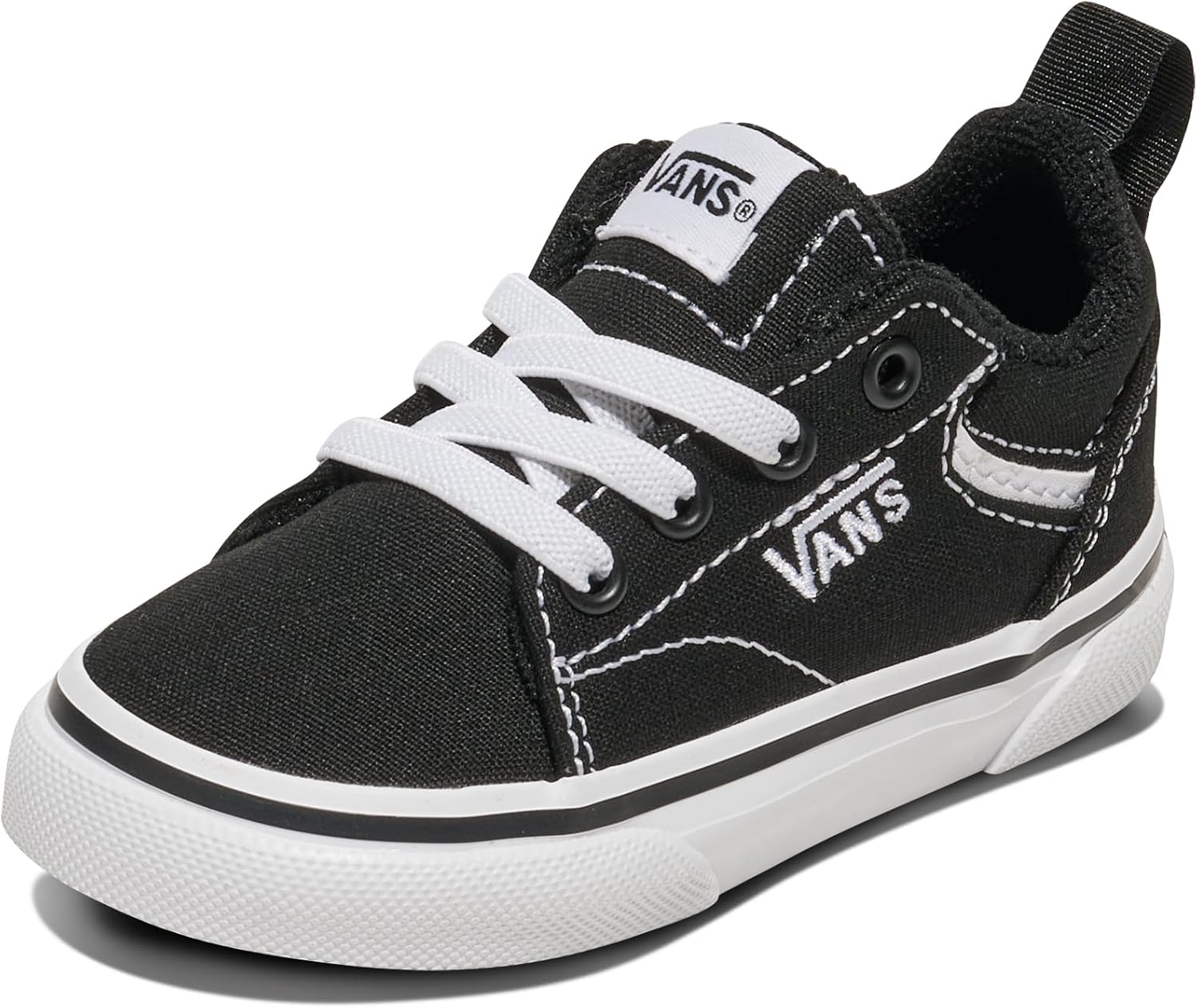 

Vans Unisex-Child Seldan Slip-on Shoe | детские ретро-кроссовки для мальчиков и девочек, Black/White