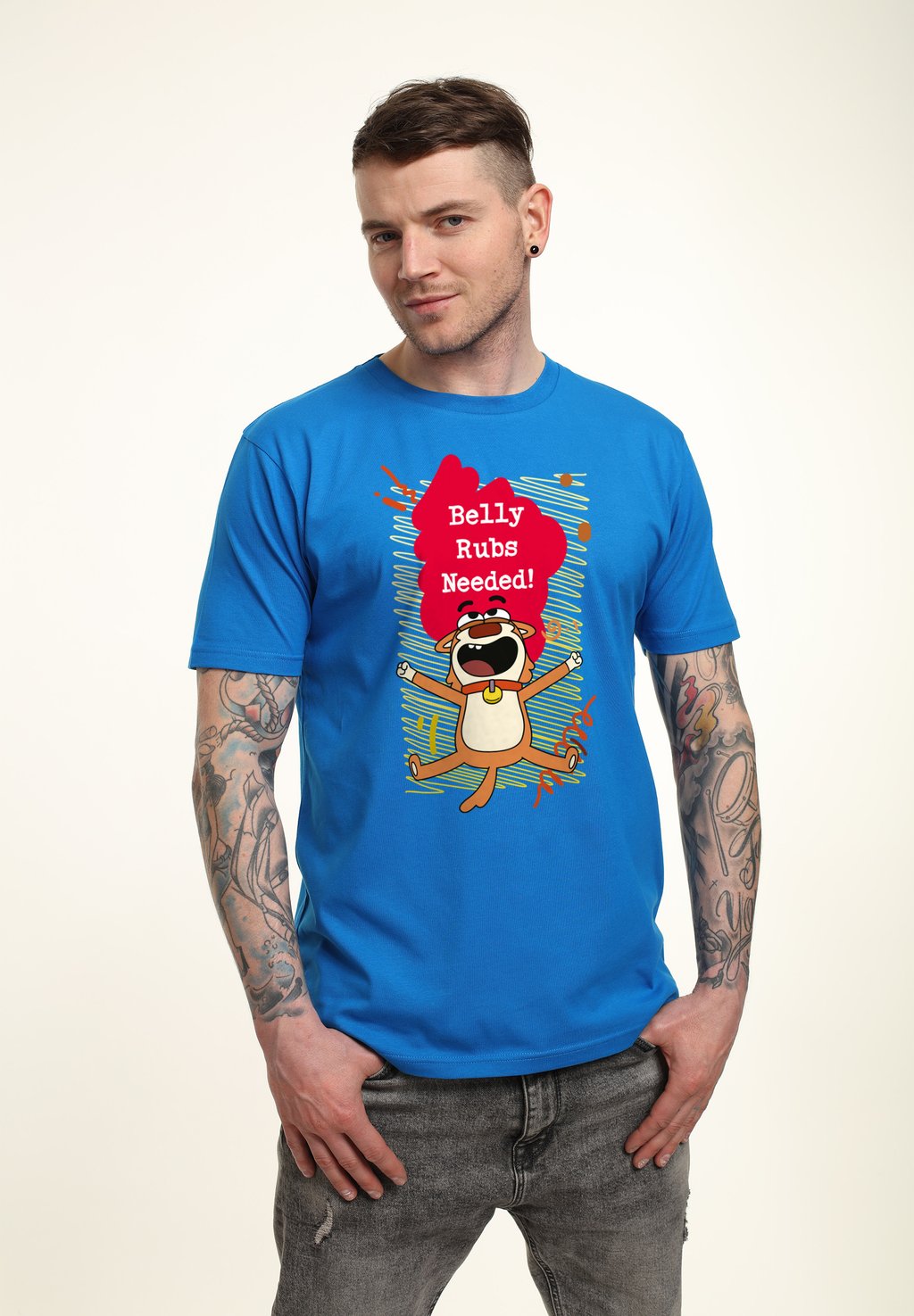

Футболка с принтом CAT CHEESE BELLY RUBS NEEDED Henry Tiger, цвет Royal Blue