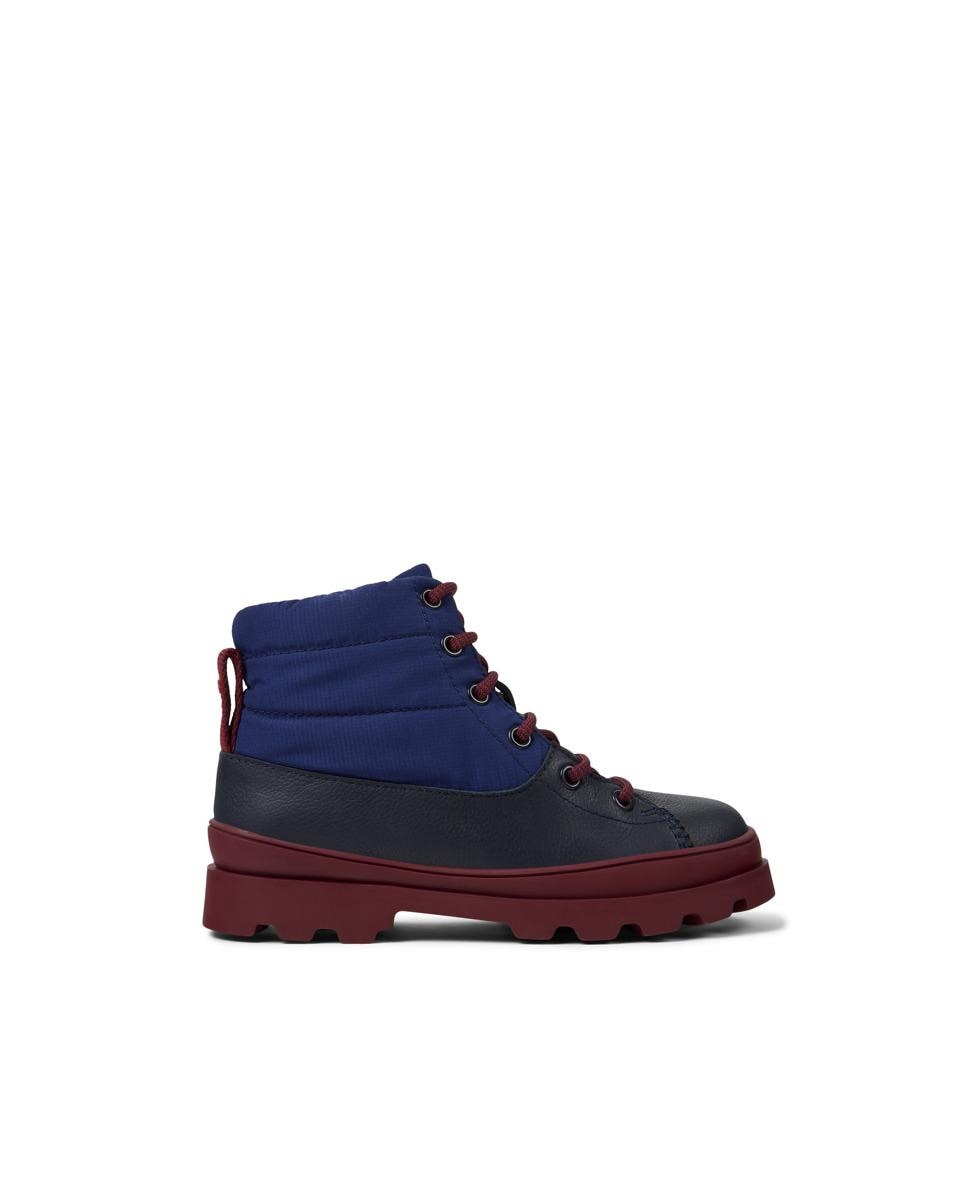 

Детские кожаные ботинки с синими шнурками и технологией Gore-tex Camper, синий