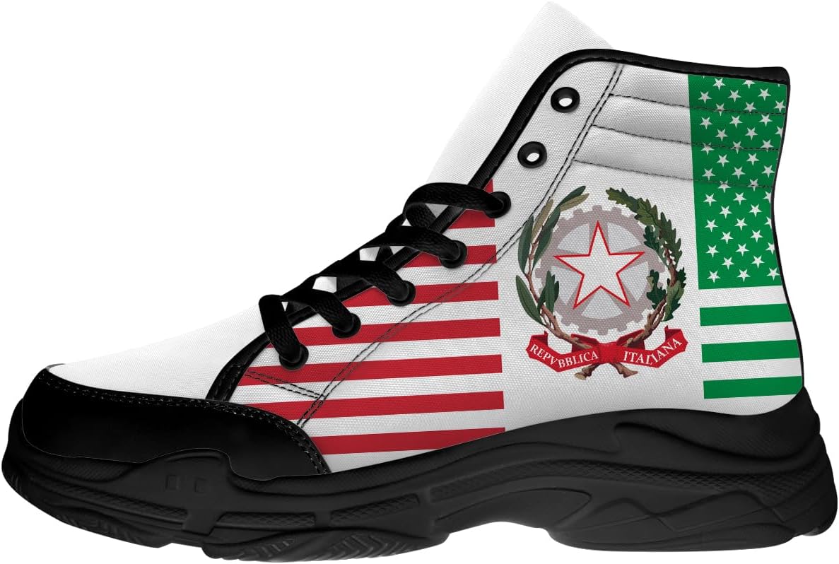 

Мужские и женские высокие кеды с итальянским флагом, сандалии на шнуровке из ткани на платформе, подарки для нее и для него Generic, красный/зеленый