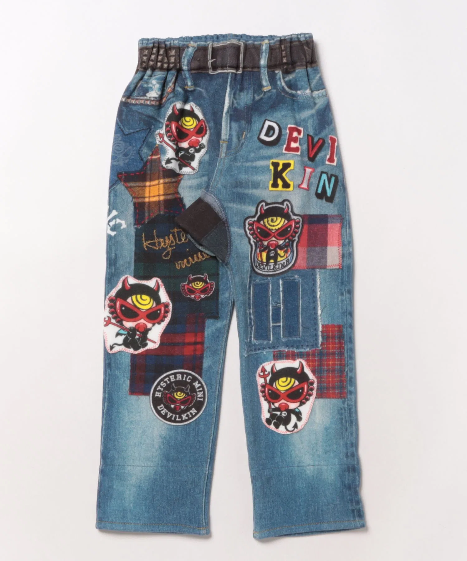 Детские брюки из футера HYSTERIC MINI DEVILKIN Like a denim синие