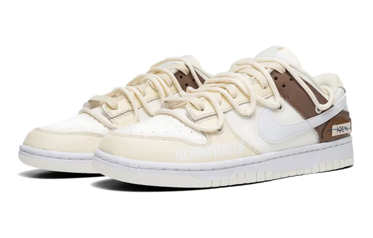 Nike Кроссовки Dunk Leather Slip Resistant, Abrasion Resistant, Lightweight Low top GS White Brown — фото 4