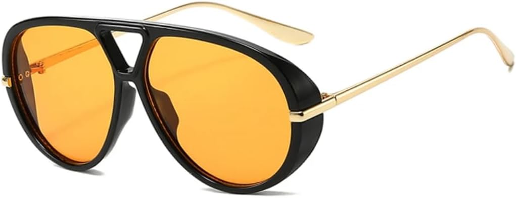 

Популярные модные солнцезащитные очки с двойной перемычкой для женщин, большие солнцезащитные очки в стиле ретро, ​​градиентные очки конфетных цветов, защита от УФ-излучения UV400, мужские очки в стиле панк UATXTAU, Black Orange