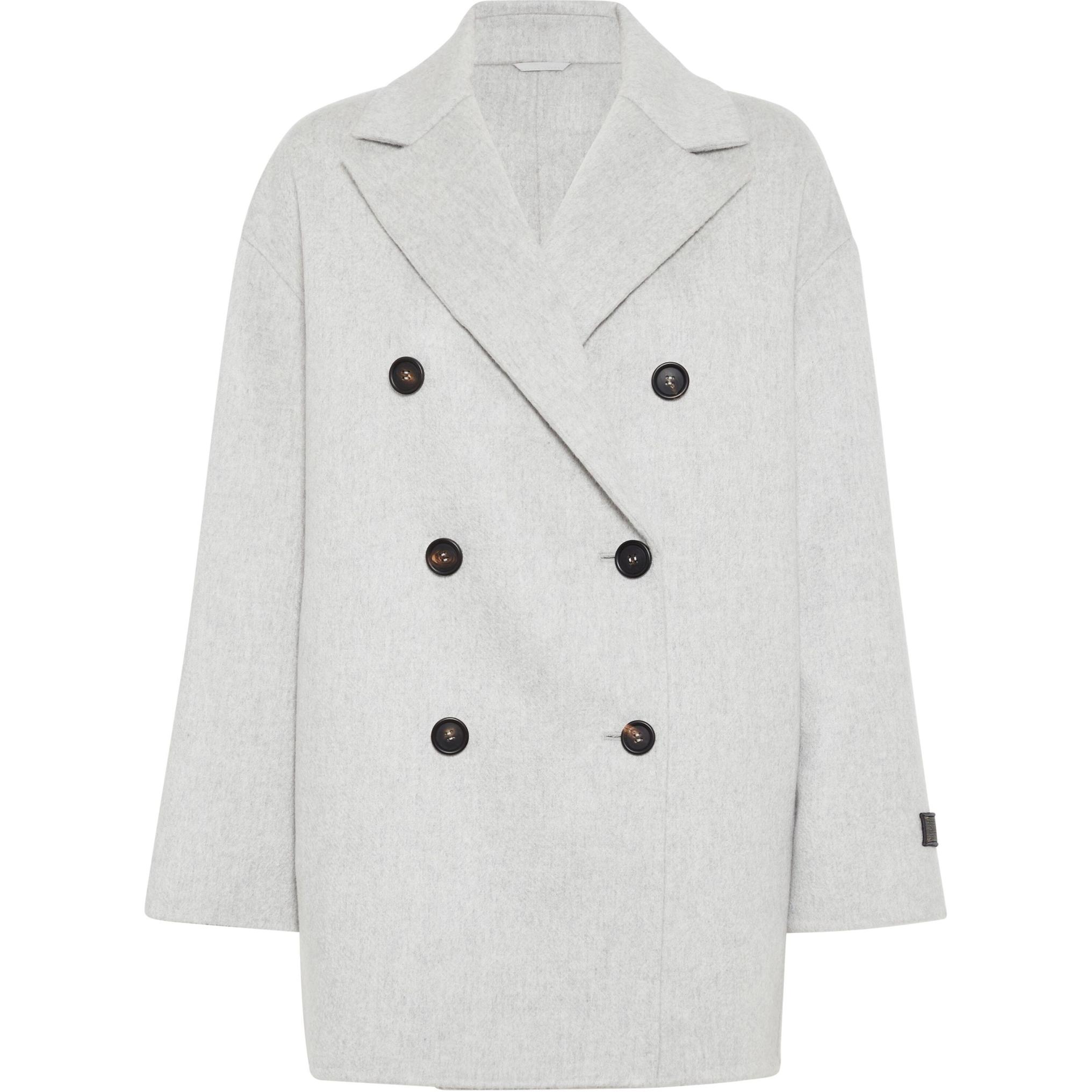 

Brunello Cucinelli Двубортное пальто из кашемира, Dove Gray
