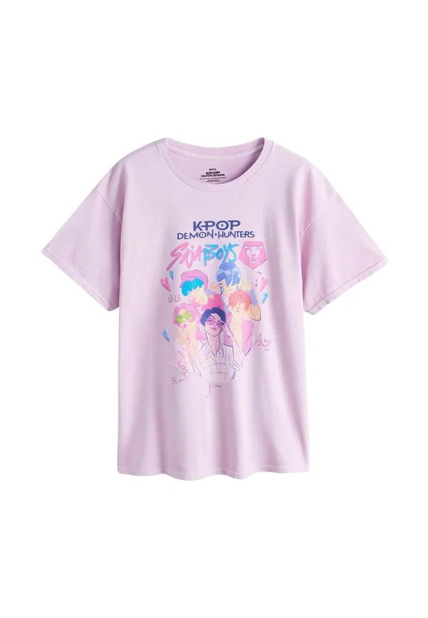 Футболка стандартного кроя с графическим принтом k-pop deamon hunters Next, Pink — фото 4