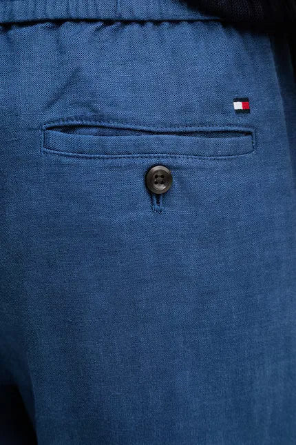 Штаны из льна с добавлением полиэстера slim fit Tommy Hilfiger, синий — фото 4