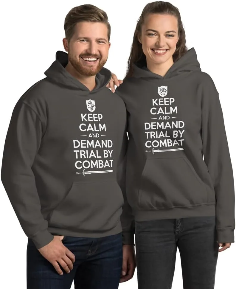 Generic Толстовка Keep Calm And Demand Trial By Combat, забавная футболка в средневековом стиле черного цвета с графикой щита для мужчин и женщин
