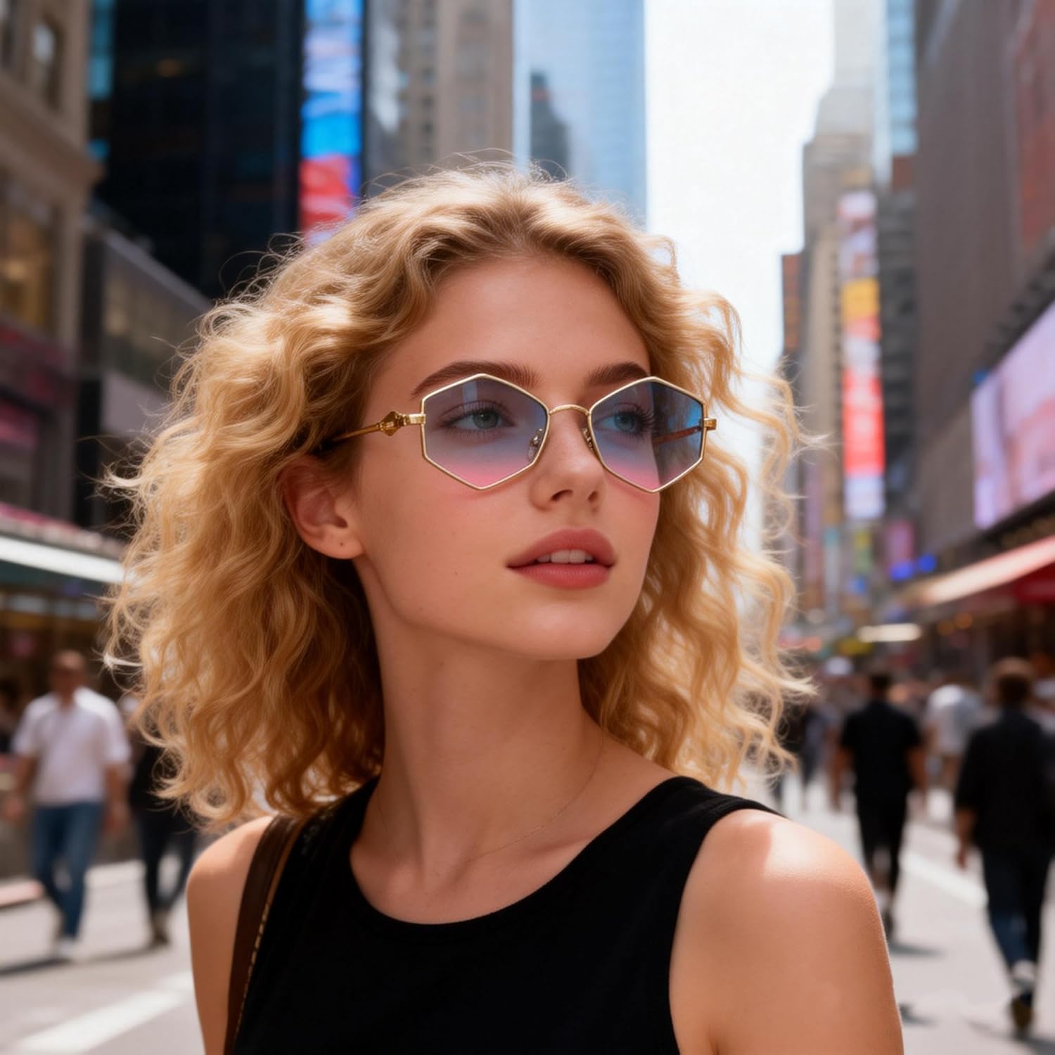 

bullabulling Винтажные шестиугольные солнцезащитные очки для женщин, золотая металлическая оправа, форма бриллианта, очки с защитой от УФ-излучения UV400 для женщин, Silver/Green Yellow