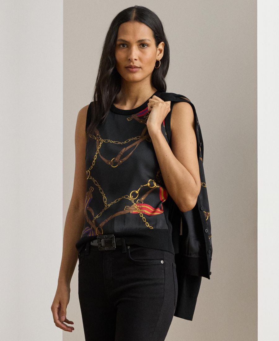 

Женский свитер без рукавов с принтом в виде пояса Lauren Ralph Lauren, Black Multi