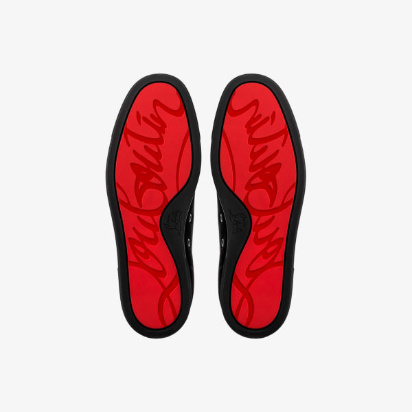 Кроссовки замшевые Christian Louboutin Louis, черный / красный — фото 4