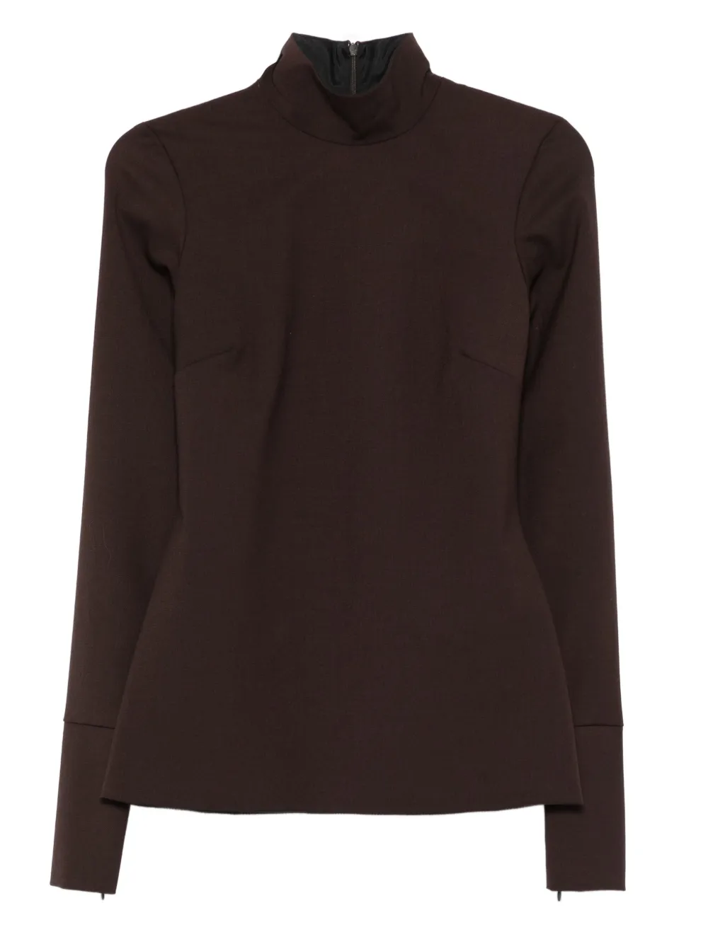 

Блузка с высоким воротником и длинными рукавами Thelatest, коричневый