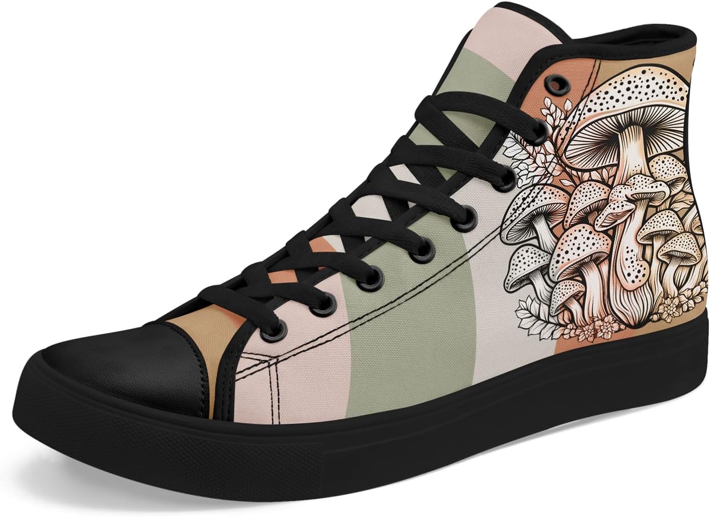 

Высокие кеды AWSOLE с принтом грибов для мужчин и женщин, легкие повседневные скейтботинки, обувь для прогулок с психоделическим лесным рисунком, белый/черный/светло-зеленый/светло-розовый/коричневый