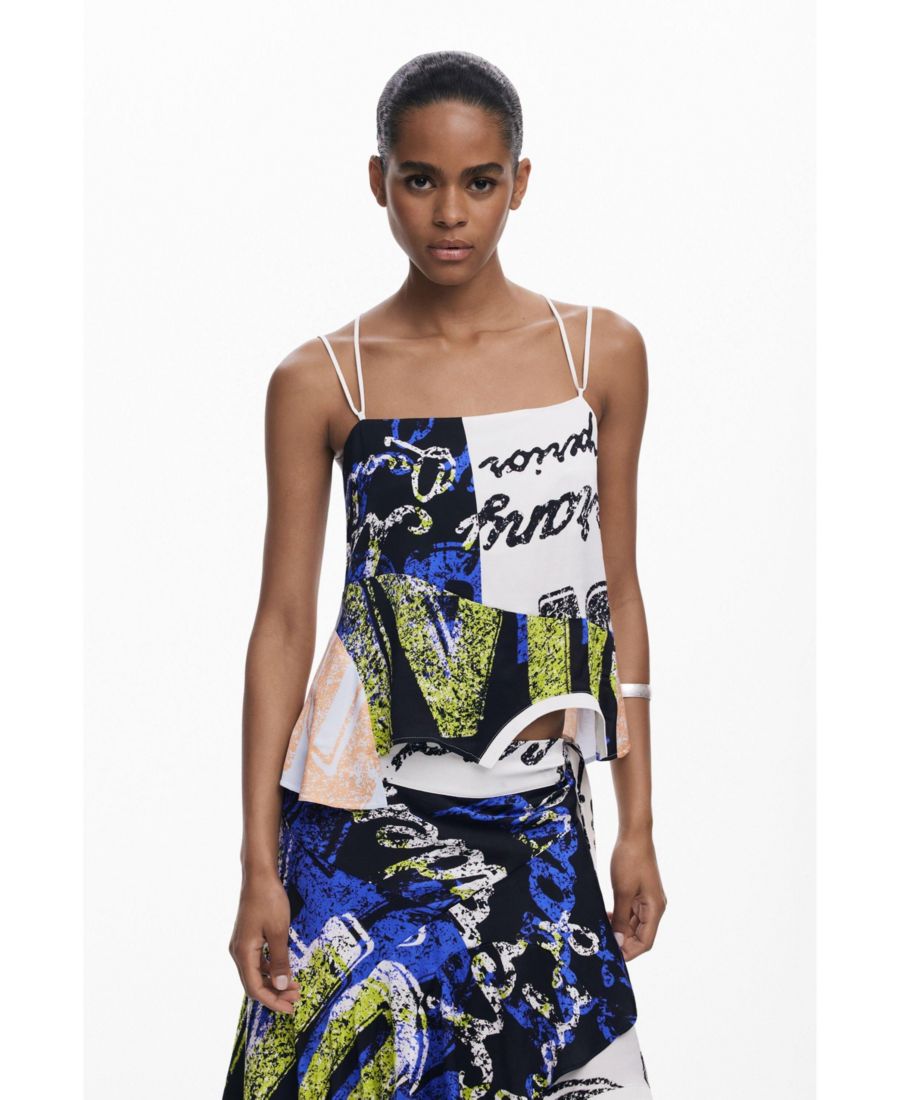 

Женская футболка с двумя лямками Desigual, White, Белый, Женская футболка с двумя лямками Desigual, White