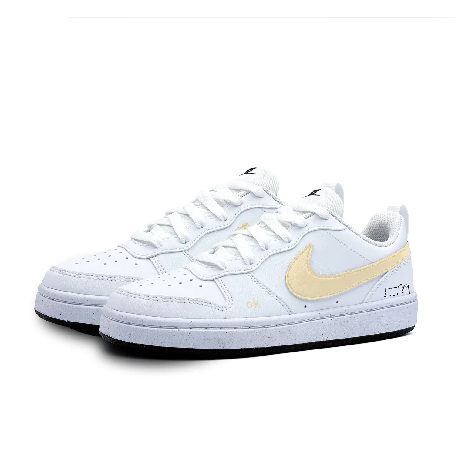 Детские кроссовки для скейтбординга Nike Court Borough Yellow Meowth Synthetic Leather Low Top White — фото 4