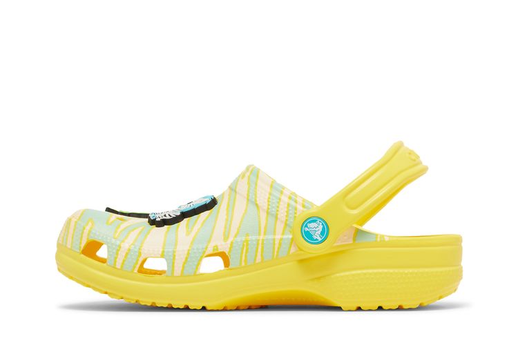 Кроссовки Crocs Ron English x Classic Clog Kids Party Animals - Zebra Lemon, желтый — фото 3