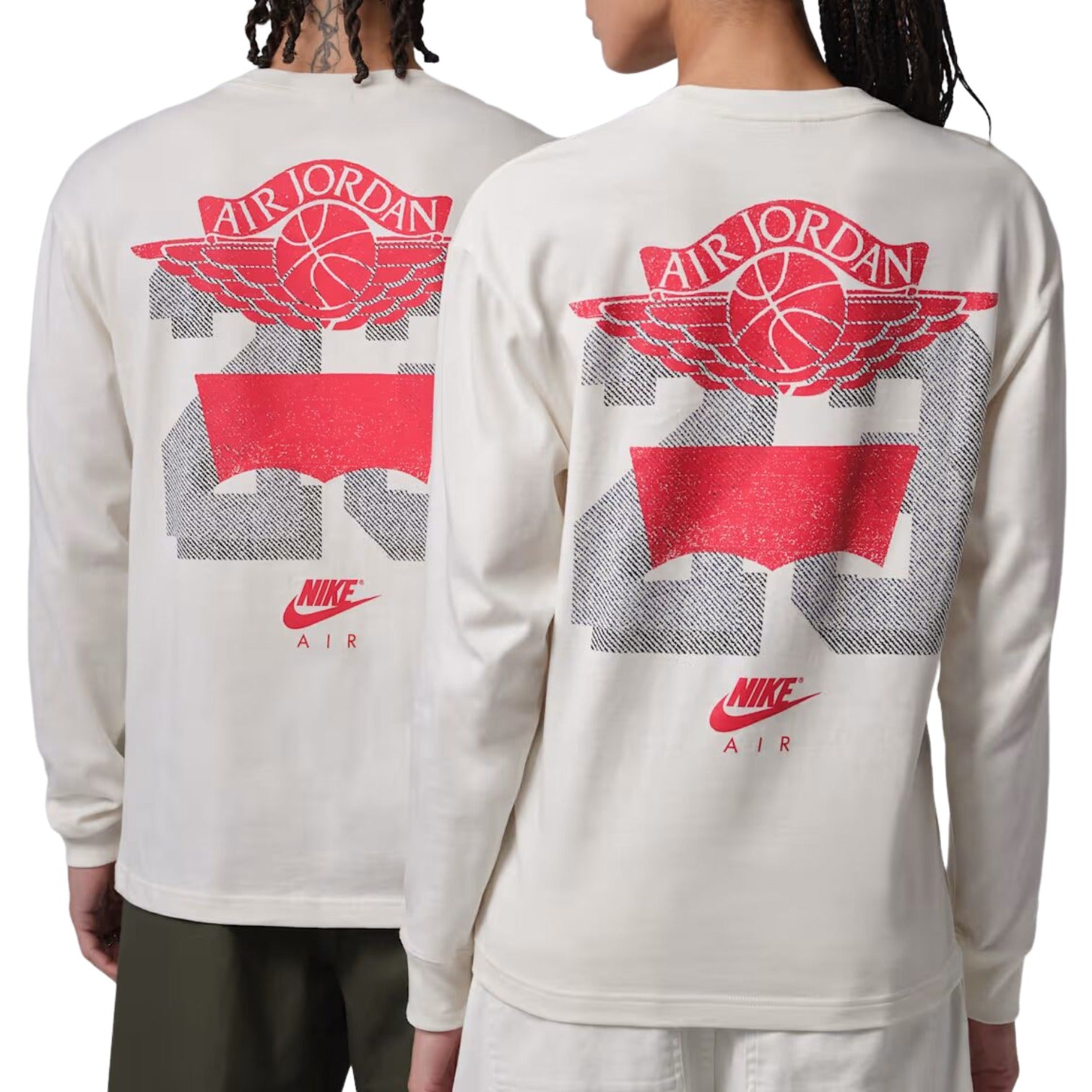 

Футболка с длинным рукавом Air Jordan x Levi's, азиатский размер, цвет «Бежевый, красный, серый»