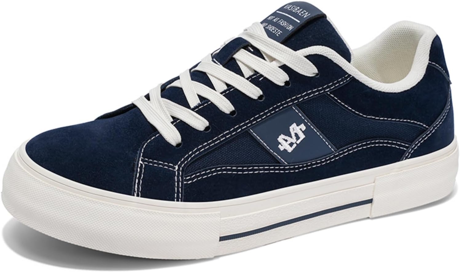 

Мужские синие замшевые низкие кеды - стильные повседневные туфли на шнуровке, ретро-дизайн для ежедневной носки и уличного стиля Aokisx