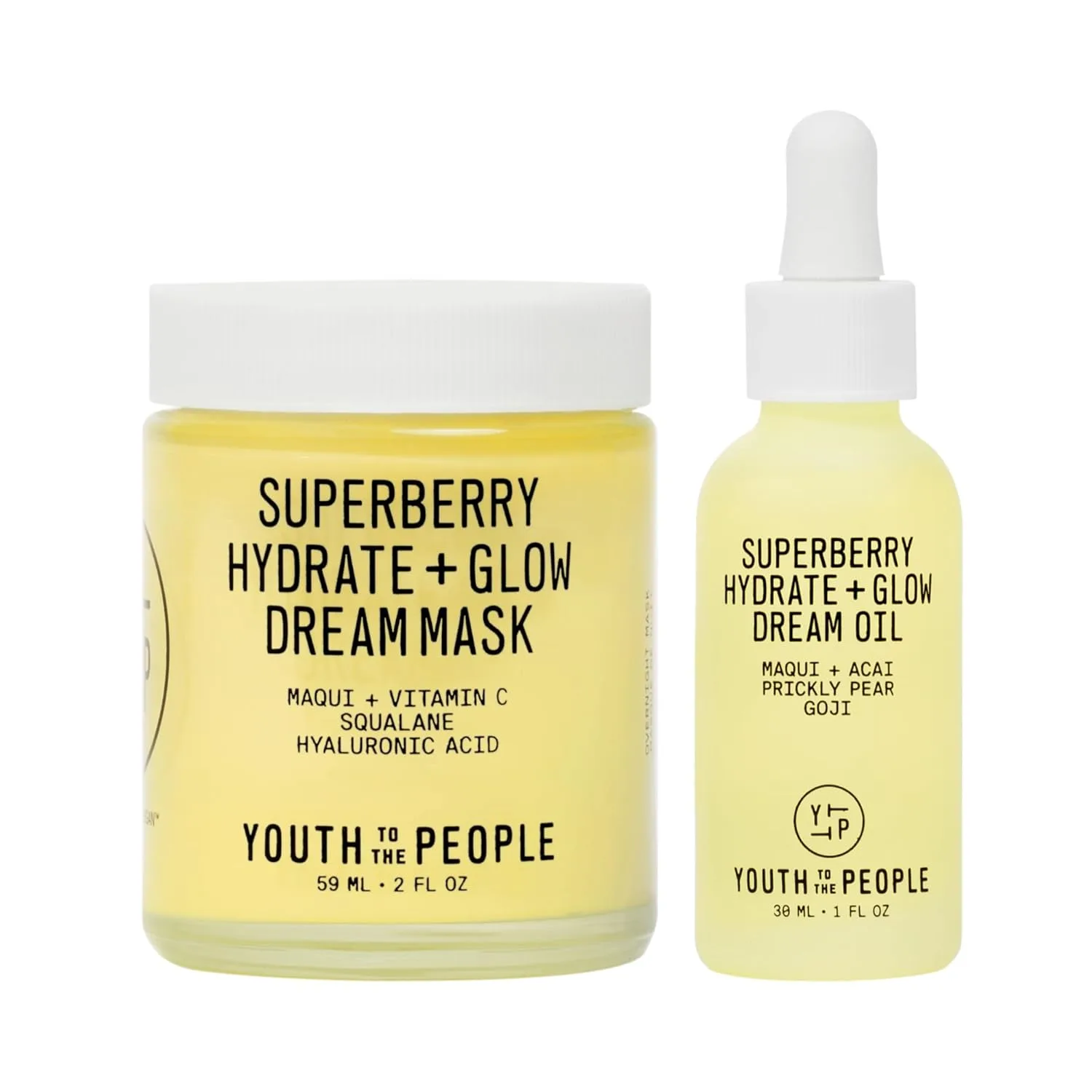 Youth To The People Hydrate + Glow Day to Night Duo, набор из 2 средств для гладкой и сияющей кожи, Superberry Dream Oil (30 мл) + Superberry Overnight Dream Mask (60 мл), для тусклой и сухой кожи