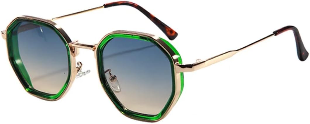 

Солнцезащитные очки для мужчин и женщин - защита UV400 - металлические петли, круглая оправа, цветные линзы, для занятий спортом на открытом воздухе и вождения DSVIGF, Green