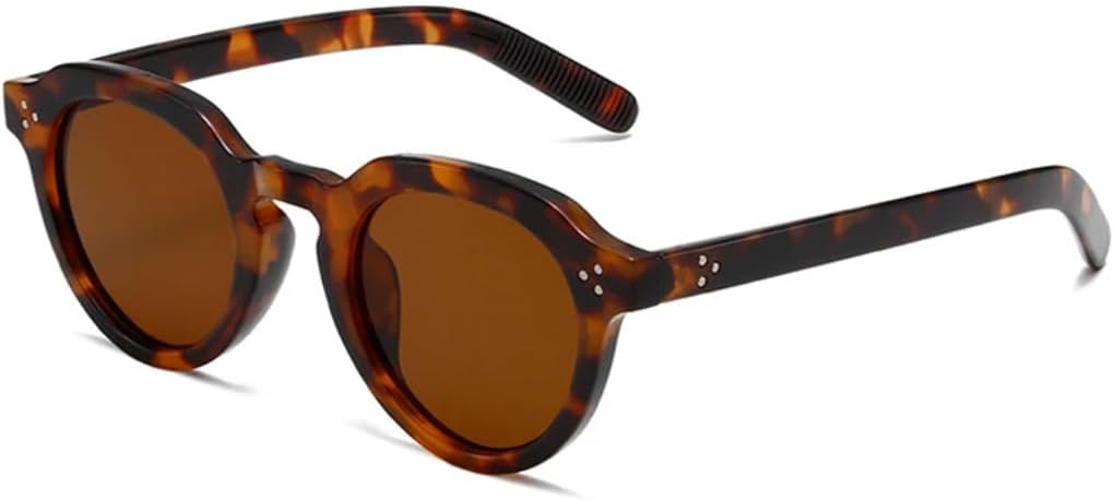 

Овальные солнцезащитные очки для женщин, модные, прозрачные, конфетных оттенков, защита от УФ-излучения UV400, ретро, ​​с заклепками, для мужчин, панк, трендовые UATXTAU, Leopard Tea