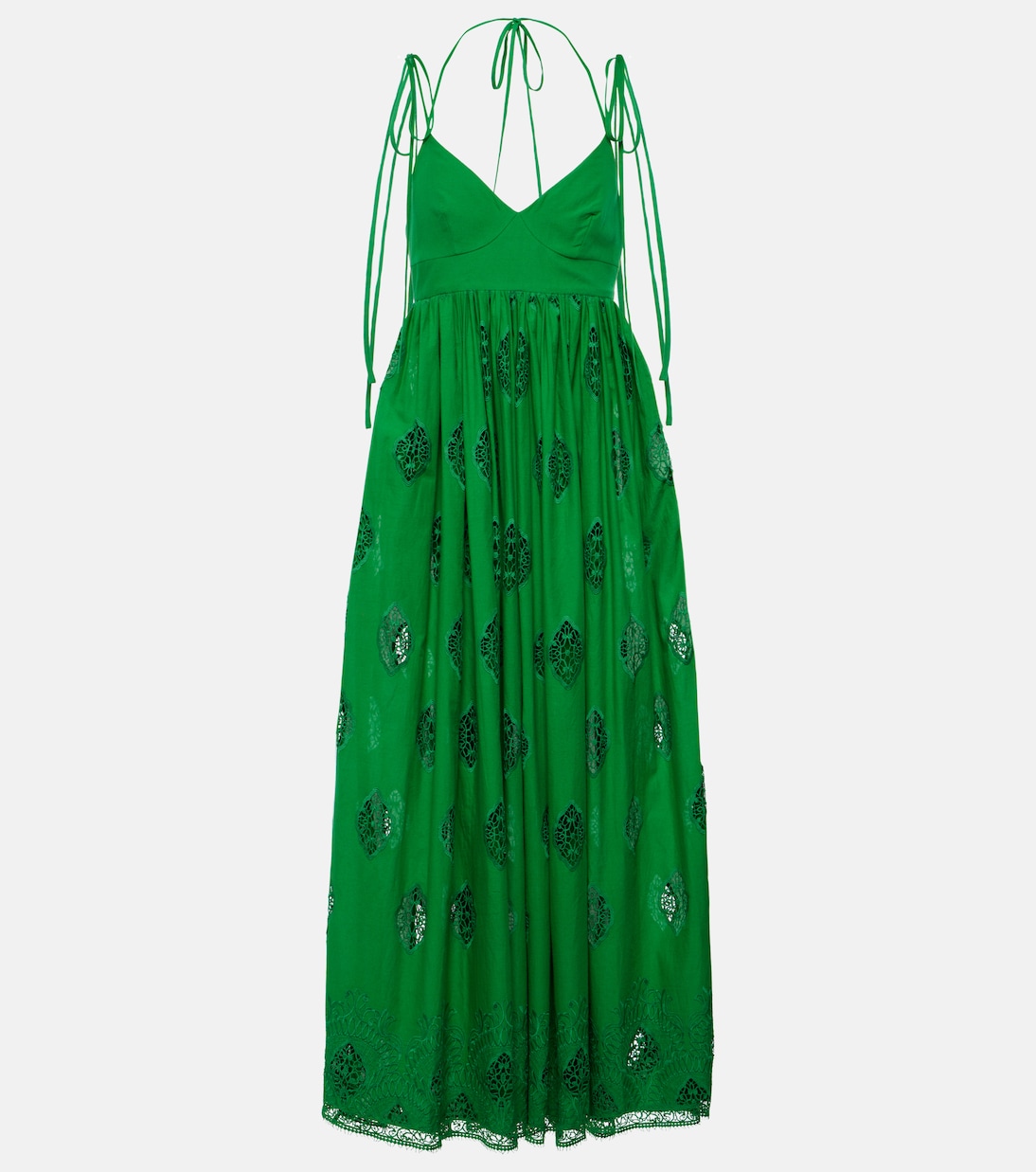 

Платье миди из смесового хлопка с вышивкой Erdem, зеленый