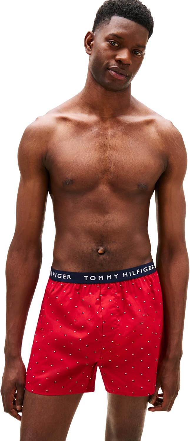 Мужские классические хлопковые боксеры Tommy Hilfiger, комплект из 4 пар, Grey Micro Flag, Primary Red Micro Flag, Pacific Blue Micro Flag, Navy Micro Flag — фото 2