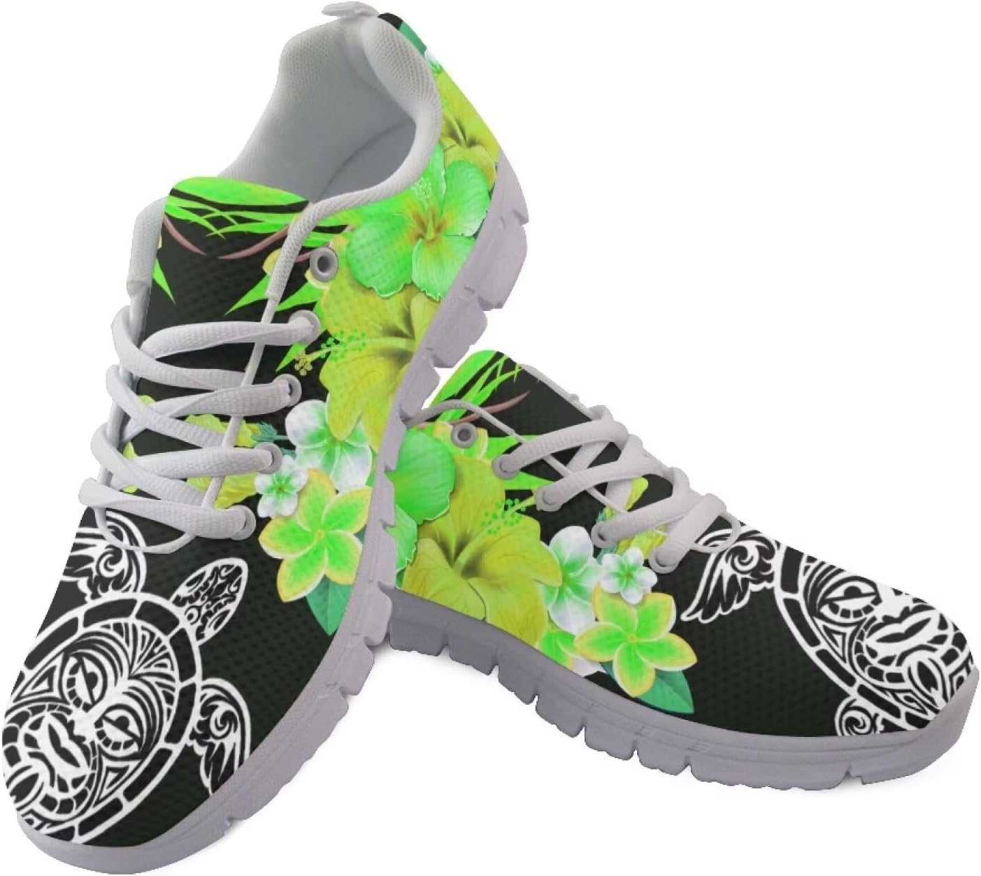

Кроссовки для ходьбы и бега AmzPrint с гавайским полинезийским племенным принтом, для мужчин, зеленый