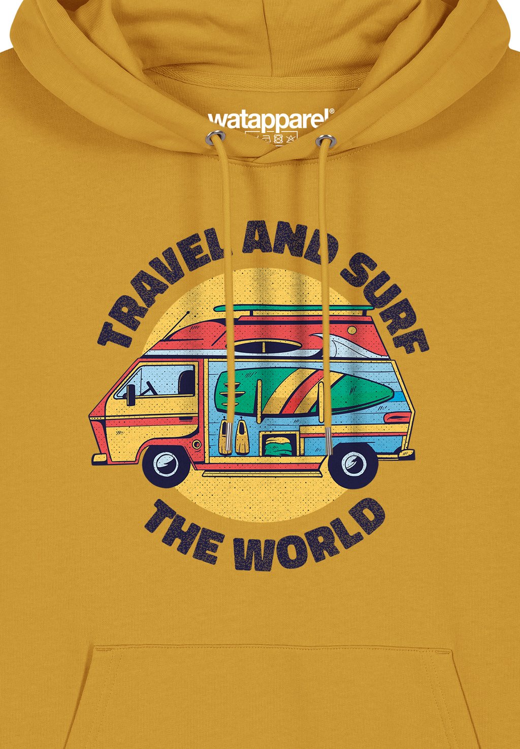 

Толстовка с капюшоном TRAVEL AND SURF watapparel, горчично-желтый