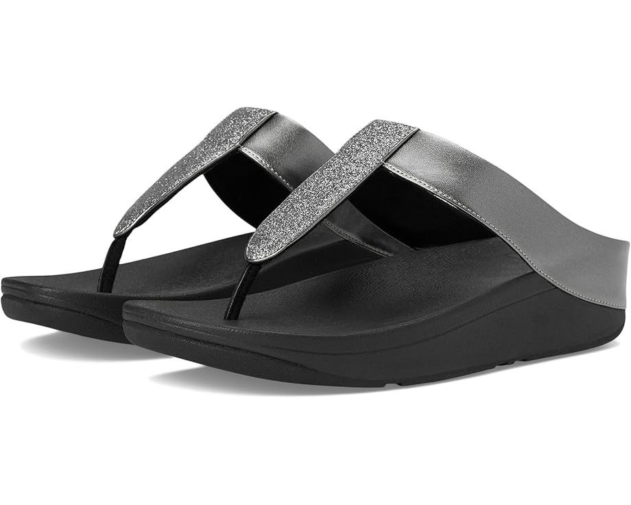 

Сандалии FitFlop Fino Glitterdust Metallic Toe-Post Sandals, цвет Pewter