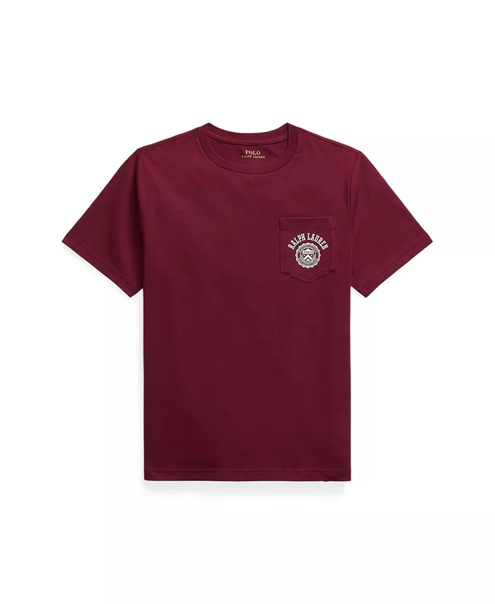 

Футболка с логотипом Big Boys из хлопкового джерси с карманом Polo Ralph Lauren, красный